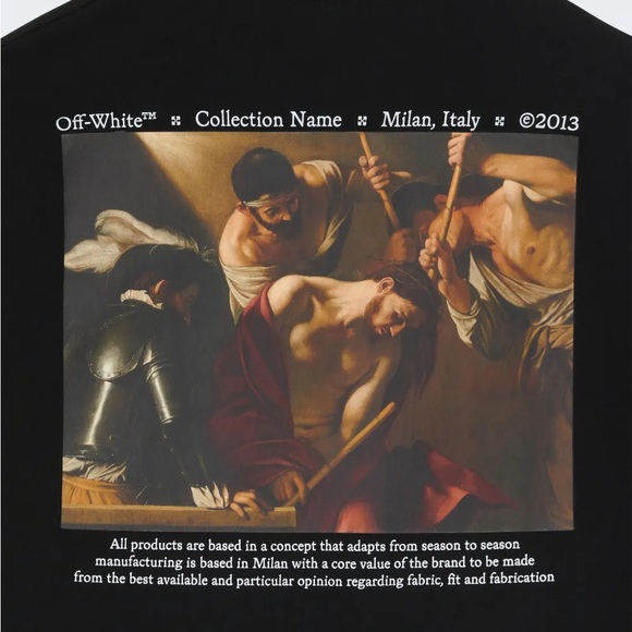 Off-White Black Tee with Classic Art Print